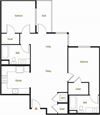 B3-A/B/C – 2 Bedroom 2 Bath Floor Plan Layout – 1042 Square Feet